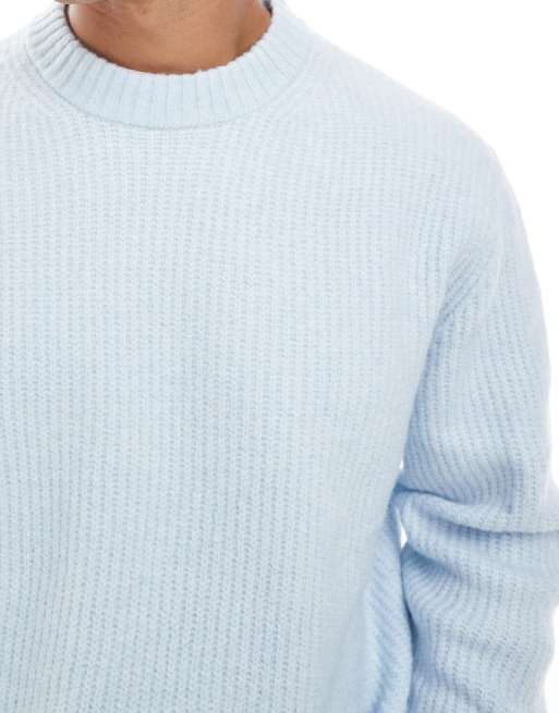 Jack & Jones oversize thick rib knit sweater in light blue | ASOS