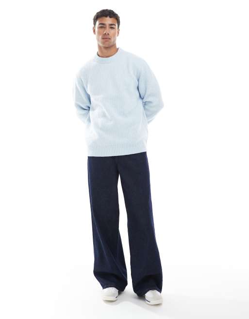 Jack & Jones oversize thick rib knit sweater in light blue | ASOS