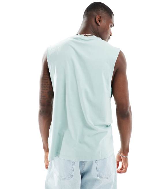 Jack & Jones – Oversize-Trägershirt in Hellblau mit tiefem Armausschnitt, 4 von 4