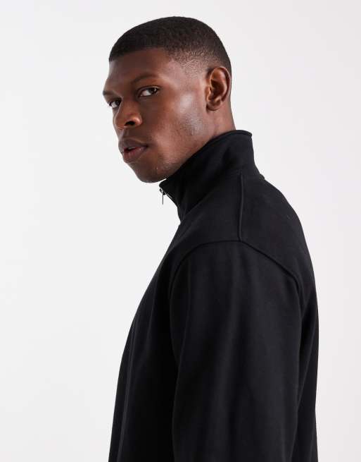 Jack & Jones oversized 1/4 zip sweatshirt in black | ASOS