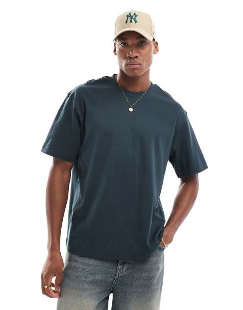 Jack & Jones oversized 200gsm heavyweight t-shirt in forest green - view 1