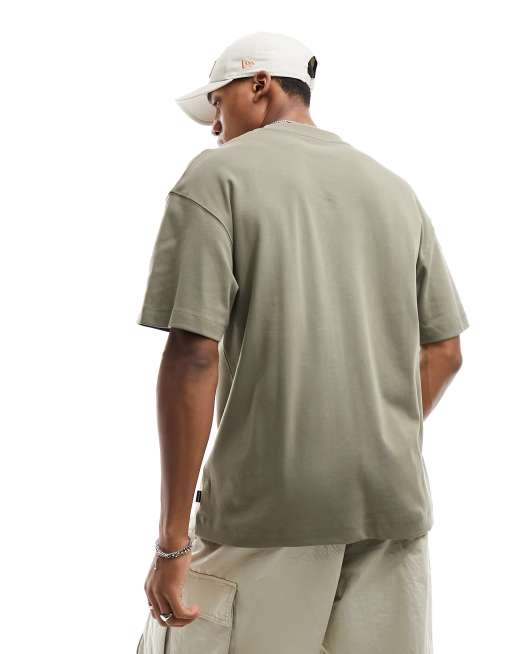 Jack & Jones oversized 200gsm heavyweight t-shirt in khaki, 4 of 4