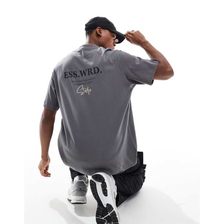 Jack & Jones oversized 200gsm heavyweight t-shirt with text