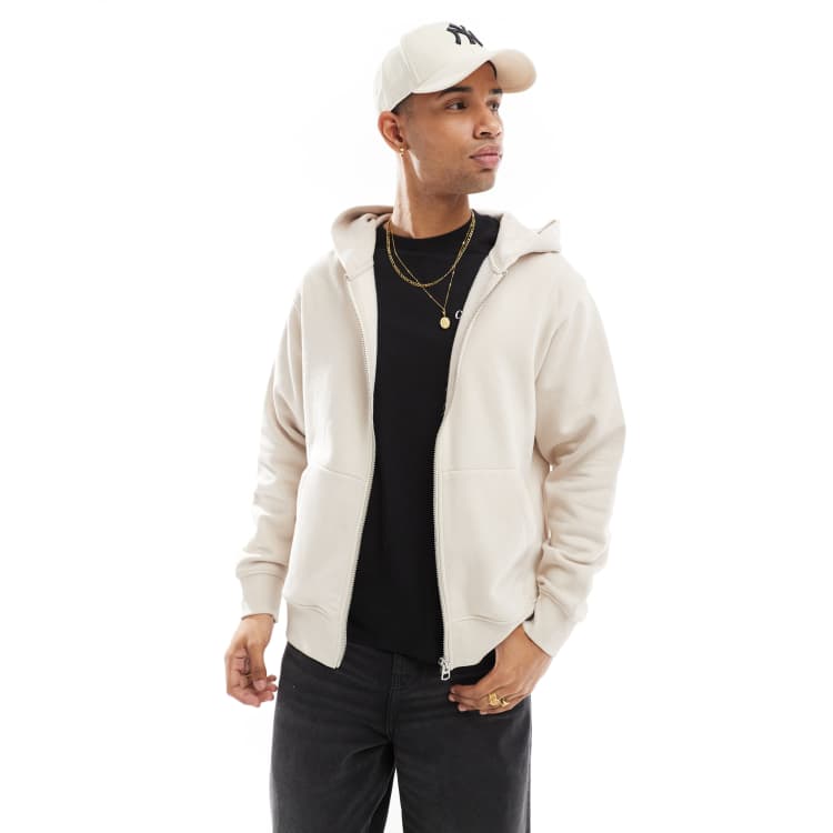 Jack & Jones oversized 400gsm heavyweight zip hoodie in