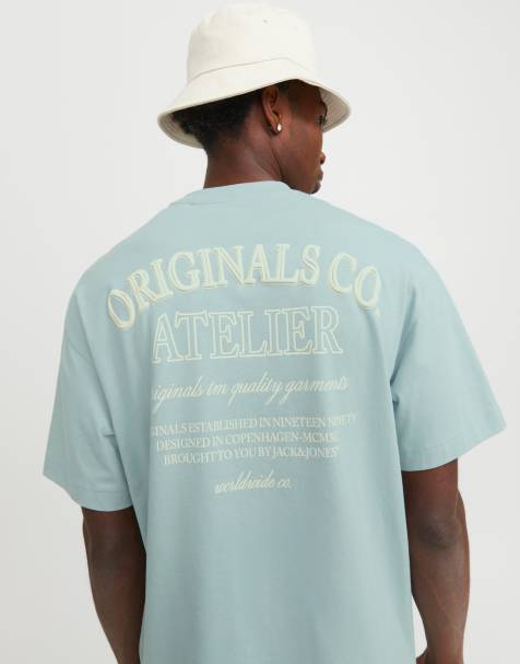 Jack & Jones oversized atalier back print t-shirt in mint - view 1