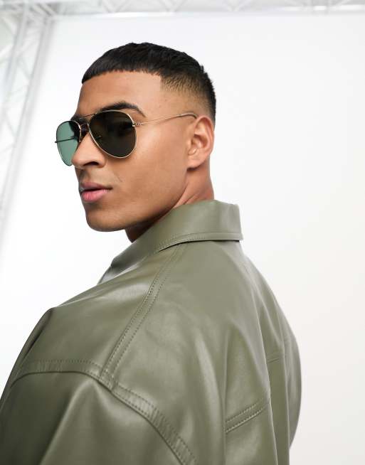 Jack & Jones oversized aviator sunglasses in gold 