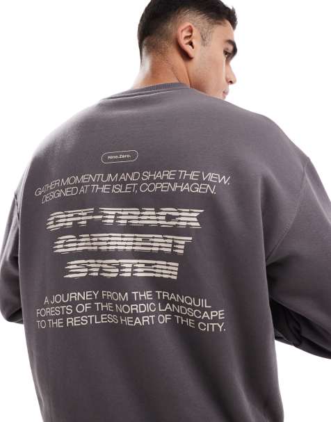 Jack & Jones oversized back print crew neck sweatshirt in dark gray - view 1