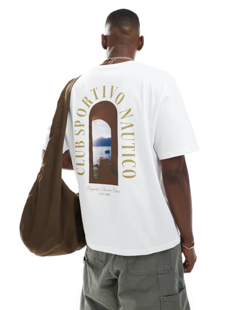 Jack & Jones oversized back print t-shirt with window sea print - view 1
