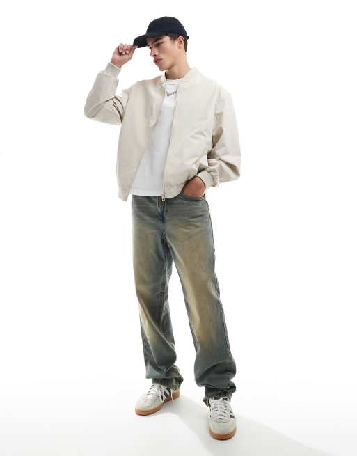 Jack & Jones oversized bomber jacket in cream, 2 of 4