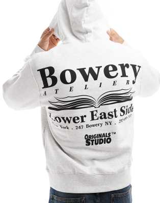 Jack & Jones Oversized Bowery Back Print Hoodie In Gray-neutral