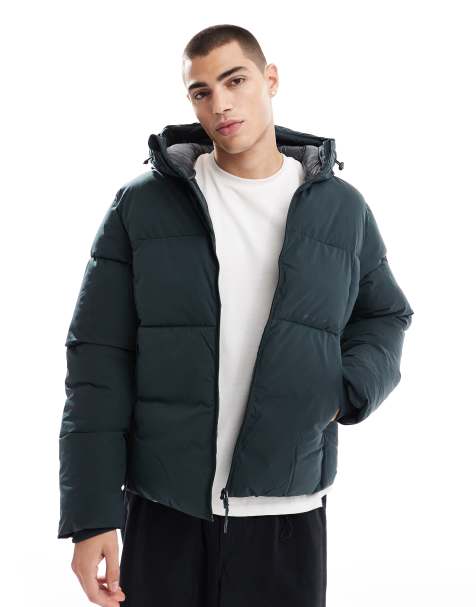 Jack & Jones oversized boxy puffer jacket in forest green  - view 1