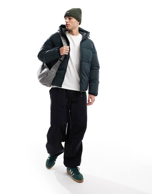 Jack & Jones oversized boxy puffer jacket in forest green 