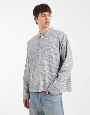 Jack & Jones Oversized Boxy Shirt With Grey Check In Gray