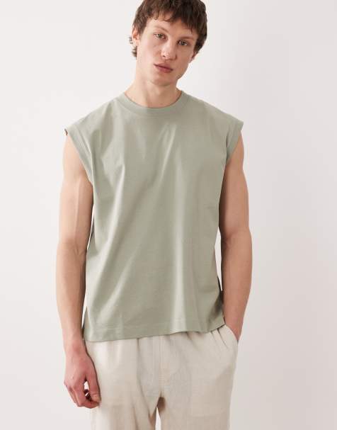 Jack & Jones oversized boxy tank in sage green - view 1