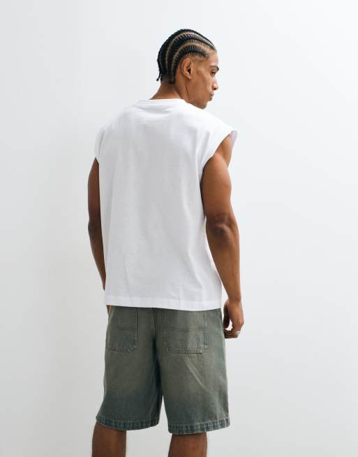 Jack & Jones oversized boxy tank top in white, 3 of 9