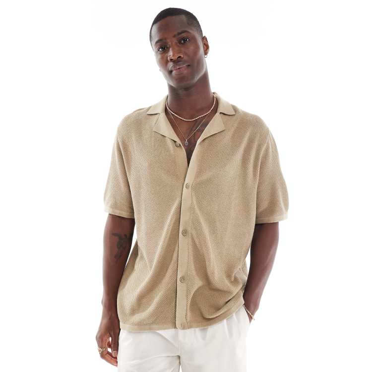 トップス BoTT Button Down Knit Polo Oatmeal Short Sleeve Custom Fit Polo Shirt - SPOKE - SPOKE