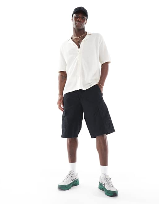 Jack & Jones oversized button through knitted polo in white, 4 of 4