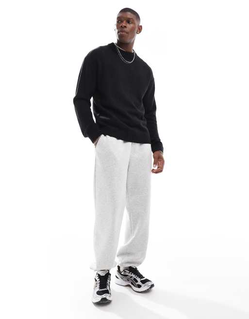 Jack & Jones oversized chunky rib crew neck jumper in black , 2 of 4