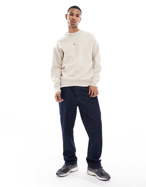 Jack & Jones oversized compact knitted jumper in beige