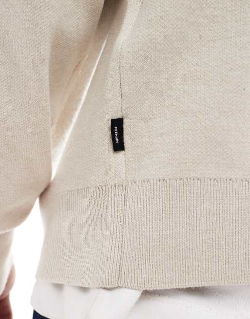 Jack & Jones oversized compact knitted jumper in beige