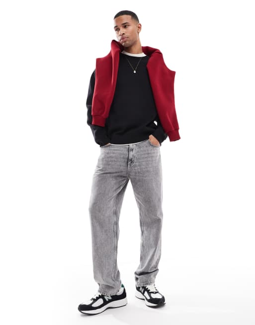 Jack & Jones oversized compact knitted jumper in black