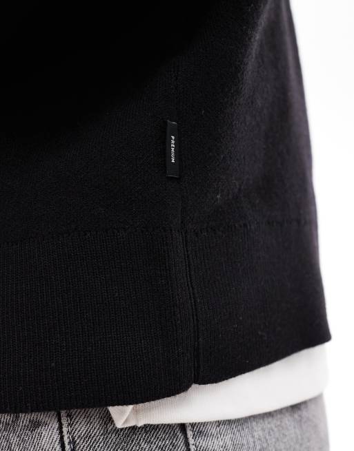 Jack & Jones oversized compact knitted jumper in black