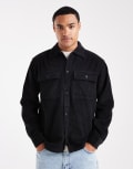 [Jack & Jones] Jack & Jones oversized cord overshirt in black XS Black