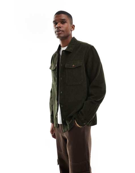Jack & Jones oversized cord overshirt in khaki - view 1