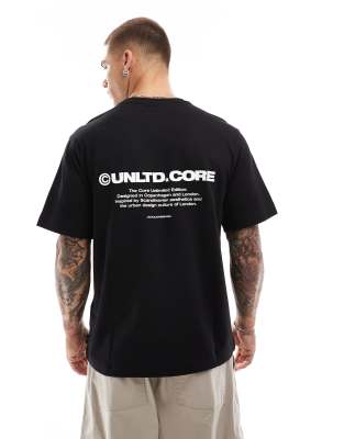 Jack & Jones Oversized Core Back Print T-shirt In Black