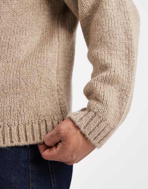 Jack & Jones – Oversize-Pullover aus flauschigem Garn in Beige mit Rundhalsausschnitt