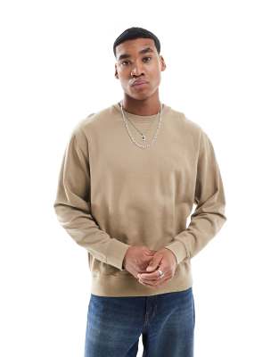 Jack & Jones Oversized Crew Neck Sweatshirt In Beige-neutral