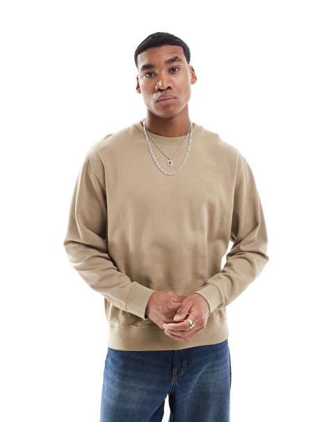 Jack & Jones oversized crew neck sweatshirt in khaki - view 1