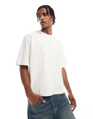 oversized cropped ribbed T-shirt in white