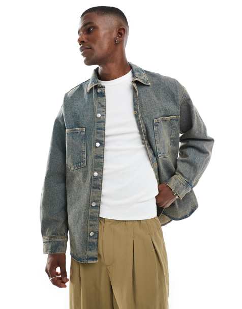 Jack & Jones - Oversized denim shacket in blauw - view 1