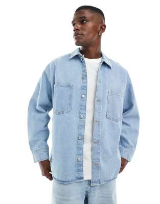 Jack & Jones Oversized Denim Shacket In Blue
