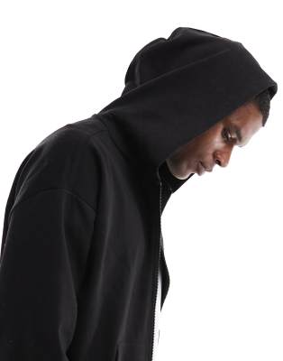Jack & Jones oversized double zip up hoodie in black | ASOS