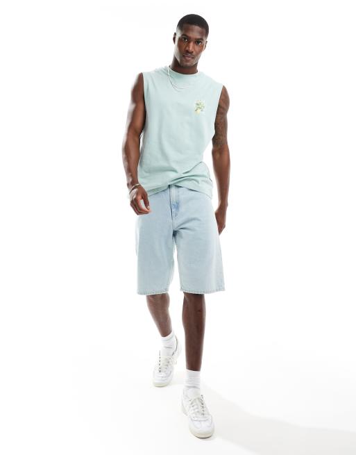 Jack & Jones oversized drop armhole vest in light blue, 3 of 4