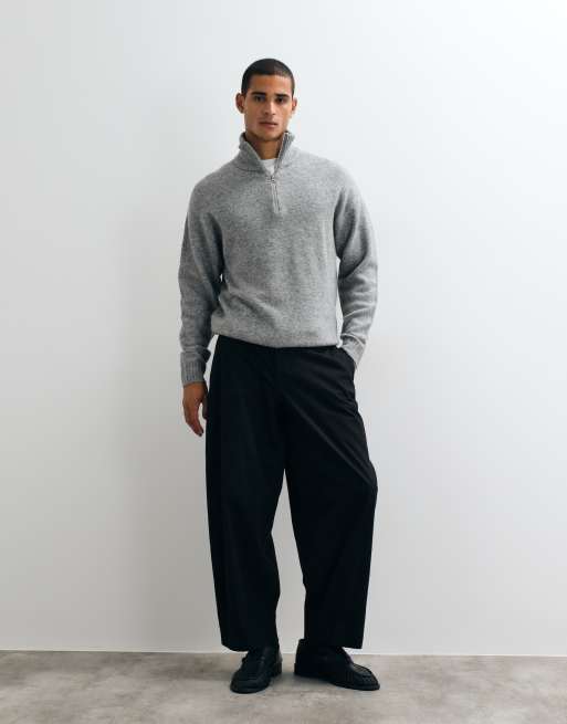 Jack & Jones oversized fluffy 1/4-zip striktrøje i grå, 2 af 5