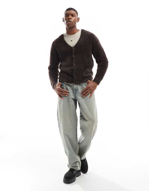 Jack & Jones oversized fluffy cardigan in brown