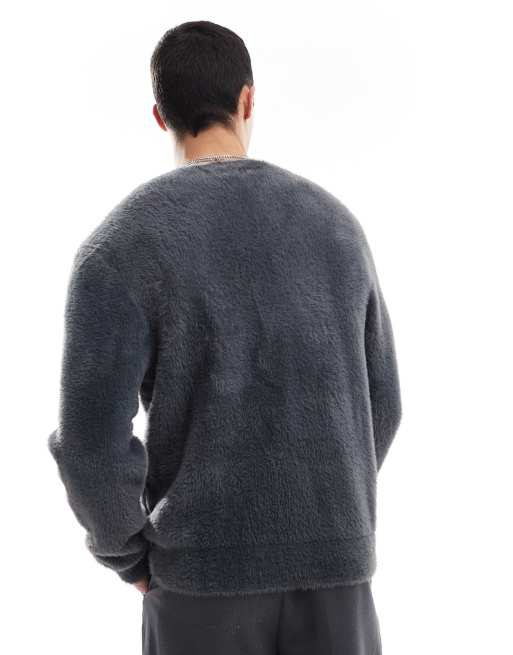 Jack & Jones oversized fluffy cardigan in dark gray