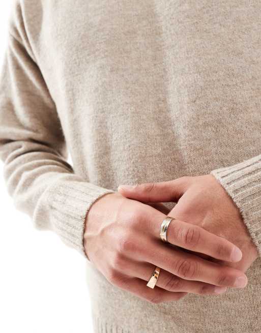 Jack & Jones oversized fluffy crew neck jumper in beige 
