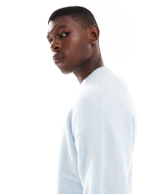 Oversized Sky Blue Crew Neck Loose Fit Sweatshirt Light Blue Men