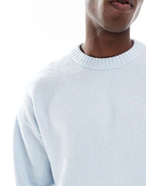 Jack & Jones oversized fluffy crew neck jumper in light blue, 5 of 5