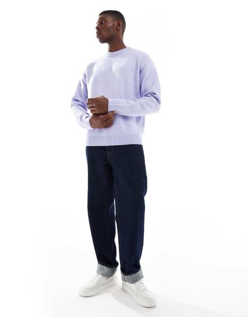 Jack & Jones oversized fluffy crew neck sweater in lilac | ASOS