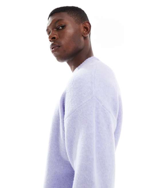 Jack & Jones oversized fluffy crew neck sweater in lilac | ASOS