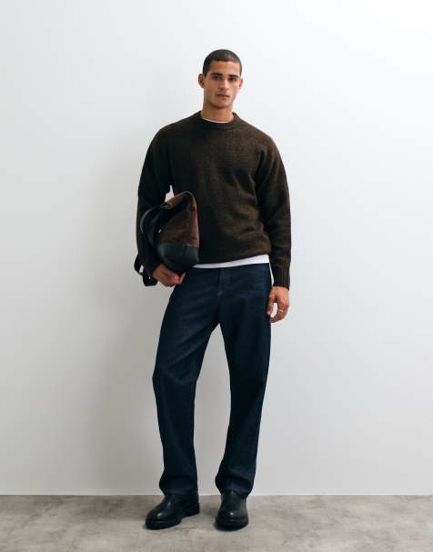 Jack & Jones oversized fluffy jumper in brown - view 1