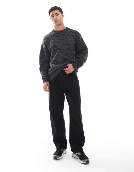 Jack & Jones oversized fluffy jumper in grey and black, 3 of 5