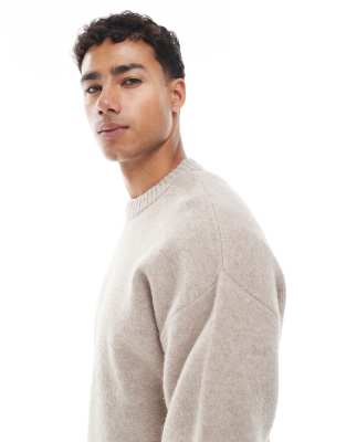 Jack & Jones Oversized Fluffy Sweater In Gray