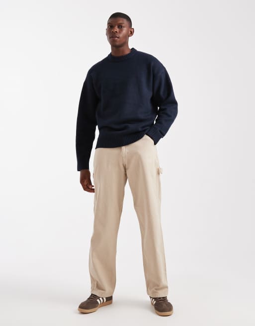 Jack & Jones oversized fluffy sweater in navy, 2 of 5