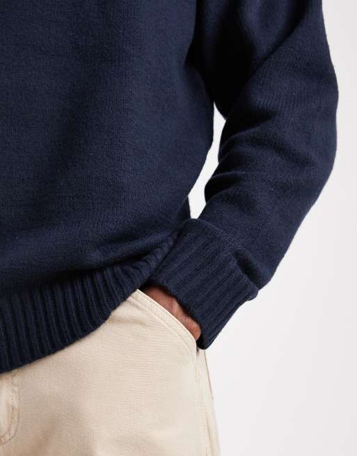 Jack & Jones oversized fluffy sweater in navy, 5 of 5